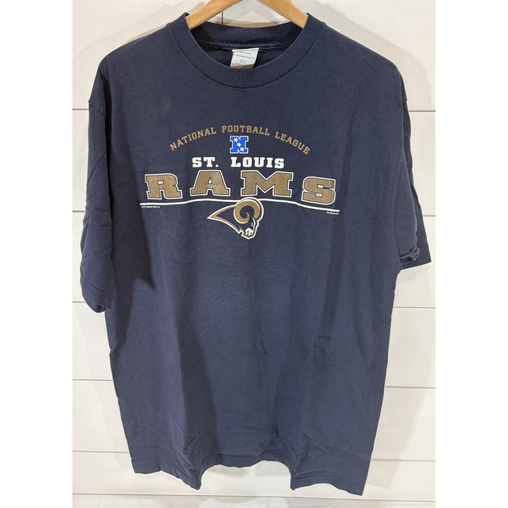 Vintage 2001 St. Louis Rams Lee Sport NFL T-Shirt Men's XL Navy Short Sleeve Tee
